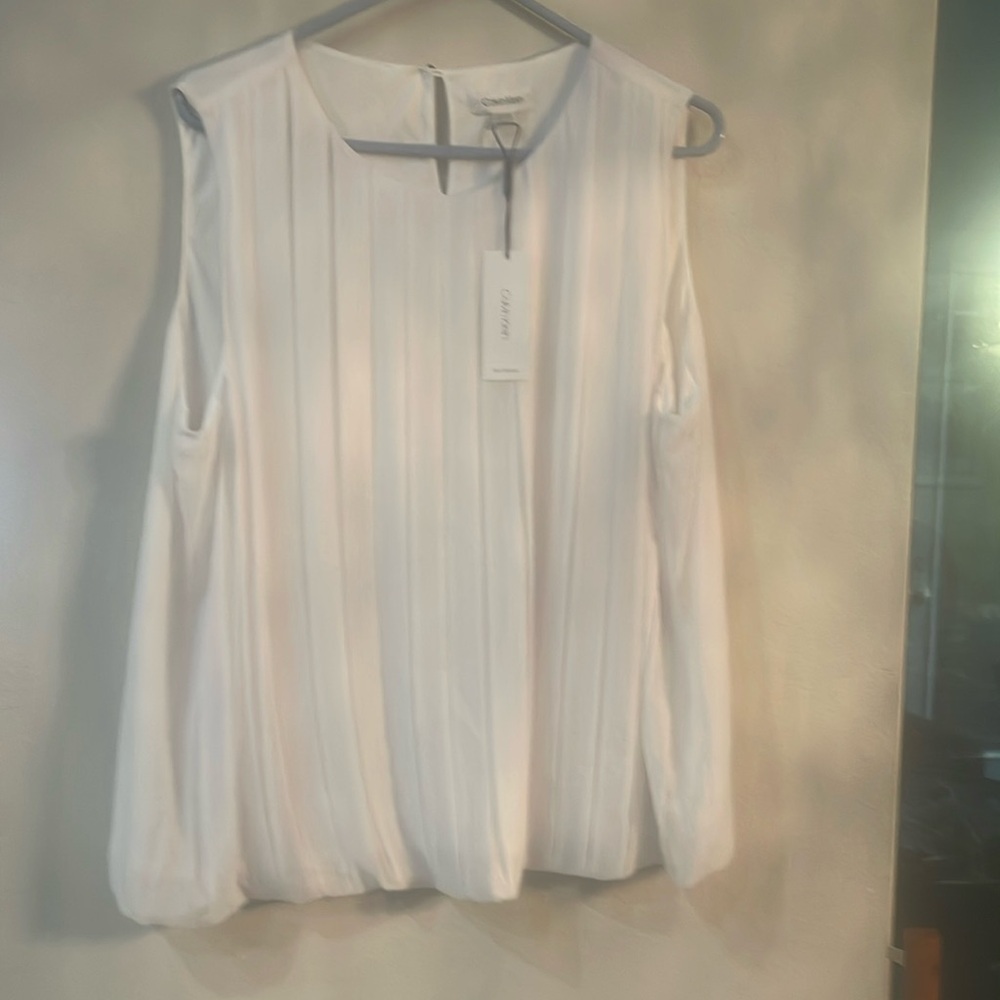 Calvin Klein size 1X white tank blouse NWT